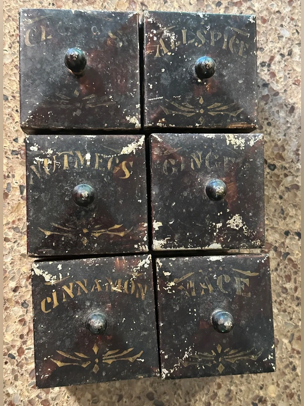 Vintage Spice Cabinet Tin with Grater Primitive Kreamer